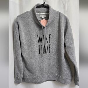 NWT Rae Dunn Gray 'Wine Time' Sweater